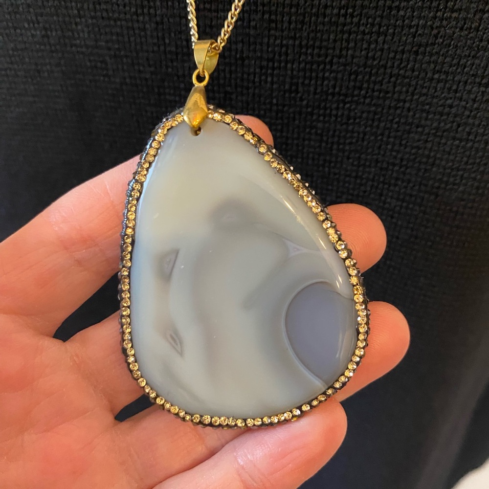 Iridescent Celestial Reversible Tear Drop Rhinestone Pendant Necklace 750 GP